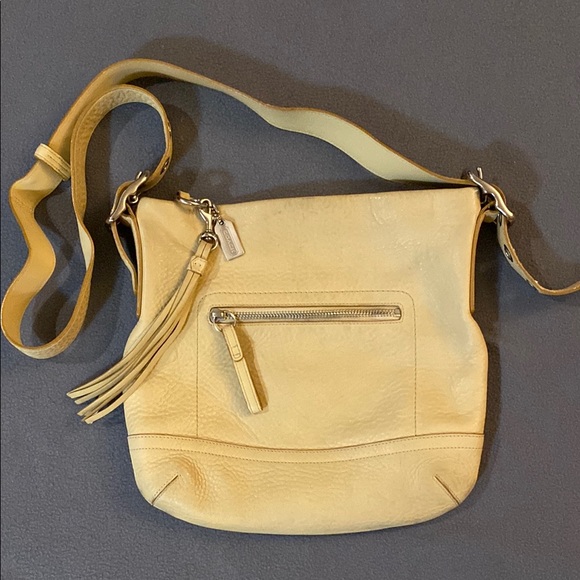Coach Handbags - Coach Cream Crossbody Bag with Adjustable Strap and Silver Hardware